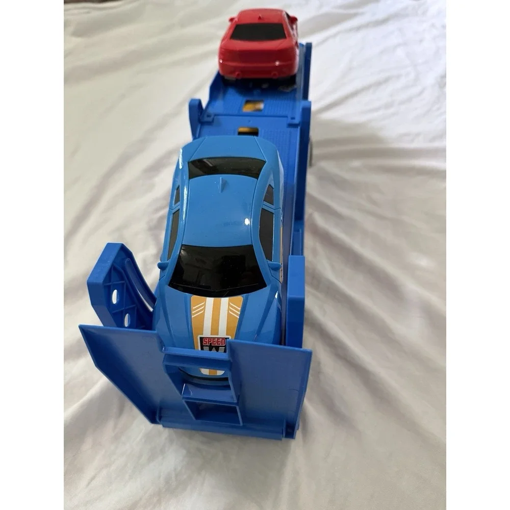 Semi Truck Toy for Boy Ages 3 4 5 6, Adjustable Double Decker Carrier Truck Used